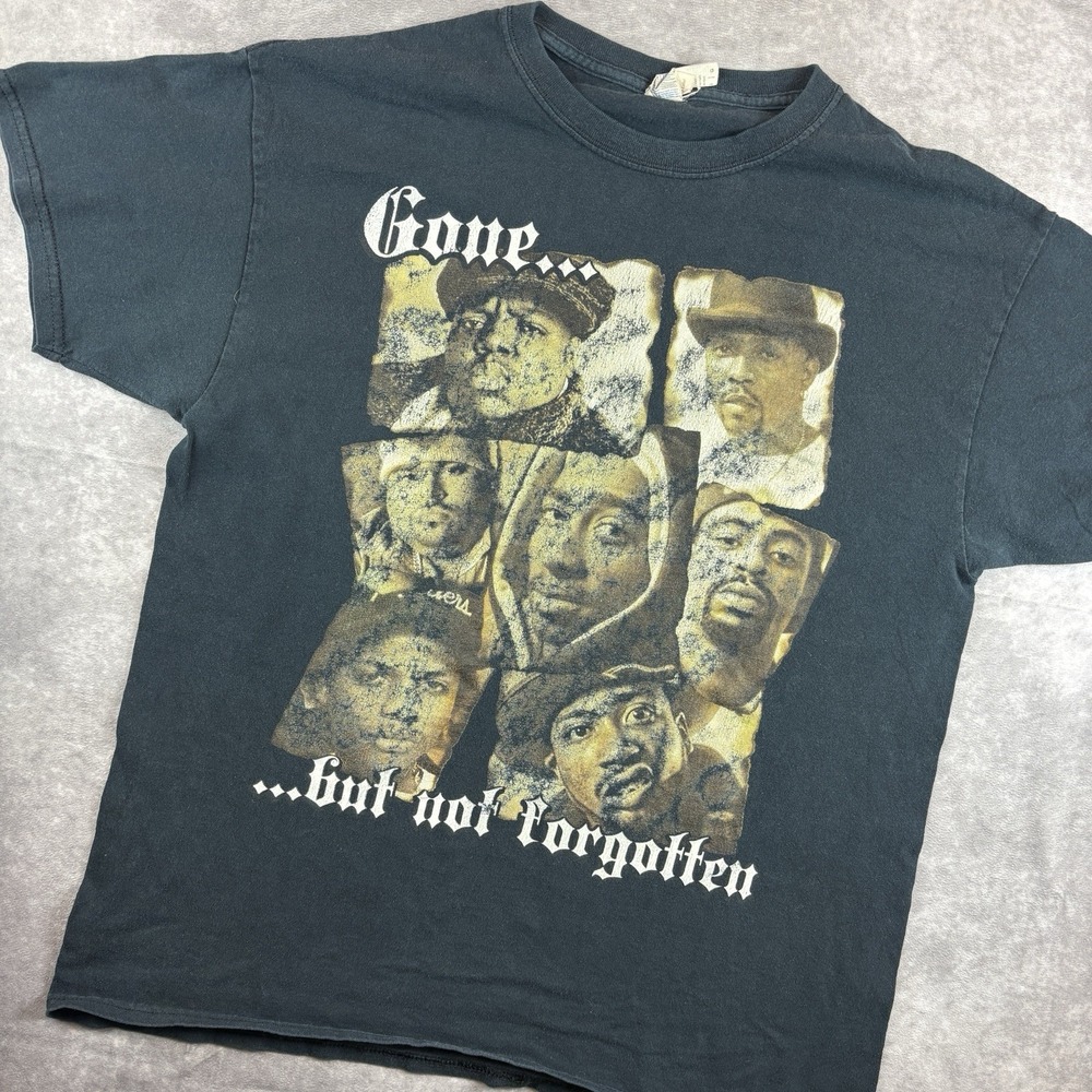 Tupac Shirt Mens L Black Vintage Gone But Not Forgotten Rap Hip Hop Biggie
